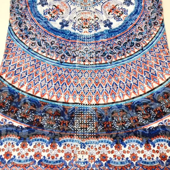 INC Sleeveless Semi-Sheer BOHO Print Top Crystals - Picture 3 of 5